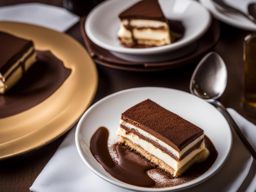 tiramisu, a classic italian dessert, savored at a romantic trattoria in venice. 