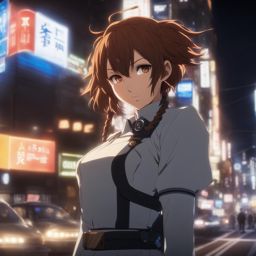 mikoto misaka generates powerful electrical arcs in the bustling streets of academy city. 