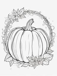 Pumpkin with Fairy Lights Coloring Pages - Pumpkin Surrounded by Glowing Lights  minimal black outline printable sheet, coloring page