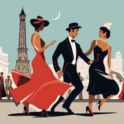 Buenos Aires clipart - Obelisco and Tango dancers in Argentina,  color clipart, vector art