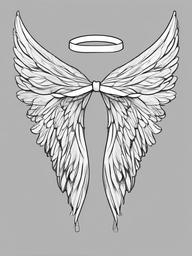 drawing of angel wings with a ribbon  minimal rough sketch scribbles,doodles,black and white