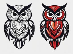 Animated Owl Tattoo - Infuse playfulness and movement with a tattoo featuring an animated owl.  simple color tattoo,vector style,white background