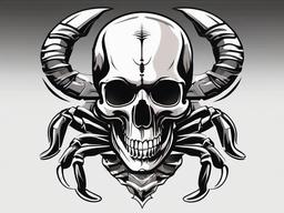 Scorpion with Skull Tattoos - Explore creative and edgy tattoo designs featuring both a scorpion and a skull.  simple vector color tattoo,minimal,white background