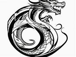 Cartoon Dragon Tattoo - Playful and animated dragon tattoo design.  simple color tattoo,minimalist,white background