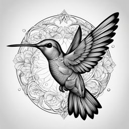 hummingbird tattoo black and white design 