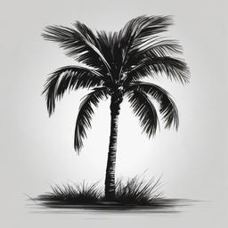 drawing of a palm tree in the sunset  minimal rough sketch scribbles,doodles,black and white