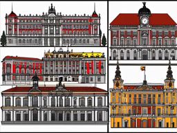 Madrid clipart - Royal Palace of Madrid and Plaza Mayor,  color vector clipart