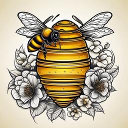 bee and beehive tattoo  vector tattoo design