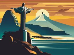 Christ the Redeemer clipart - Art Deco statue in Rio de Janeiro, ,color clipart vector style