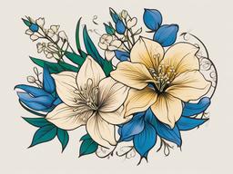 June and July Birth Flower Tattoo-Celebrating the beauty of June and July with a birth flower tattoo, featuring larkspur and expressing love and positive energy.  simple vector color tattoo
