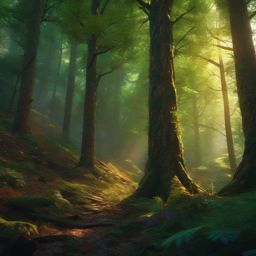 Sentient forest protects its secrets from intruders. hyperrealistic, intricately detailed, color depth,splash art, concept art, mid shot, sharp focus, dramatic, 2/3 face angle, side light, colorful background