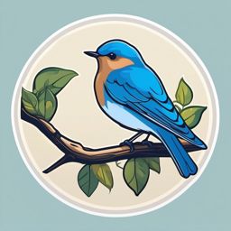 Bluebird Sticker - A charming bluebird perched on a branch. ,vector color sticker art,minimal