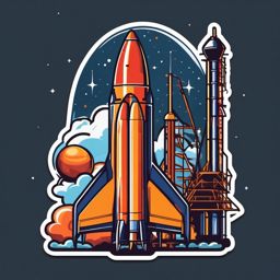 Rocket Launchpad Sticker - Liftoff preparation, ,vector color sticker art,minimal