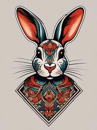 traditional bunny tattoo  minimalist color tattoo, vector