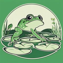 Frog Clipart - Frog leaping from lily pad to lily pad , minimal, 2d
