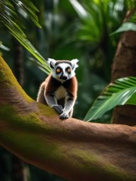 Cute Lemur Leaping through the Madagascar Rainforest 8k, cinematic, vivid colors