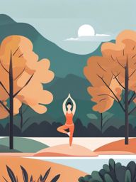 Outdoor Yoga clipart - Yoga practice in a natural setting, ,vector color clipart,minimal