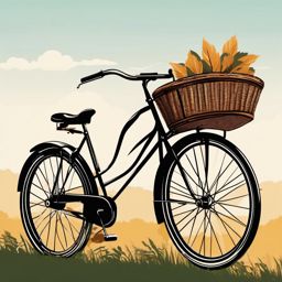 Vintage Bicycle Clipart - A vintage bicycle with a wicker basket, an emblem of nostalgic rides in the countryside.  color clipart, minimalist, vector art, 