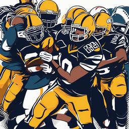 Football clipart - football players huddling before a play  