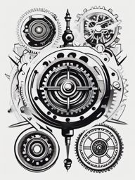 Bullet with gears and machinery tattoo. Symbol of precision engineering.  minimalist black white tattoo style