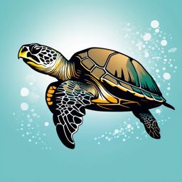 Sea Turtle Clip Art - A majestic sea turtle swimming gracefully,  color vector clipart, minimal style