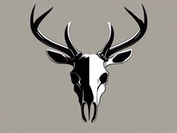 Silhouette of a deer skull, minimalistic and profound.  simple color tattoo style