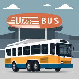 Bus clipart - small shuttle bus at the airport  color,minimalist,vector clipart