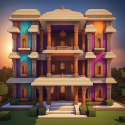 indian palace with vibrant colors and ornate designs - minecraft house ideas minecraft block style