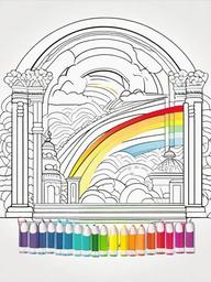 Rainbow Coloring Page - Rainbow with a gradient color guide.  easy,simple,minimal,coloring pages,black and white outline