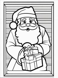 Santa with a Puppy Coloring Pages - Santa Giving a Puppy as a Present  minimal black outline printable sheet, coloring page