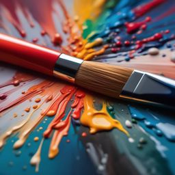Artist discovers paintbrush that brings their paintings to life. hyperrealistic, intricately detailed, color depth,splash art, concept art, mid shot, sharp focus, dramatic, 2/3 face angle, side light, colorful background