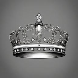 drawing of a crown with diamonds  minimal rough sketch scribbles,doodles,black and white