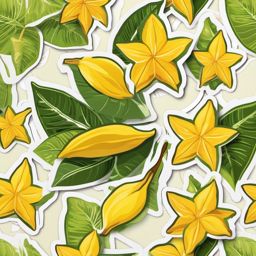 Star Fruit Sticker - Refreshing and tropical, a star fruit-patterned delight, , sticker vector art, minimalist design