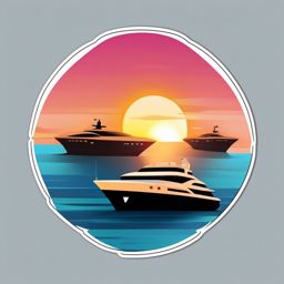 Yacht and Sunset Emoji Sticker - Luxury yacht experience, , sticker vector art, minimalist design
