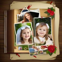 Pictures clipart - photo album open with family photos  