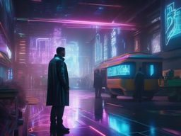 In a futuristic city, detective with cybernetic enhancements investigates a series of disappearances tied to holographic graffiti.  8k, hyper realistic, cinematic