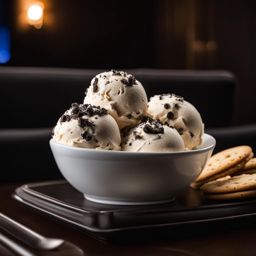 cookies and cream ice cream enjoyed while watching a movie in a home theater. 