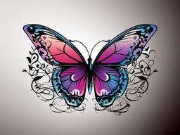 butterfly and music note tattoo  simple vector color tattoo