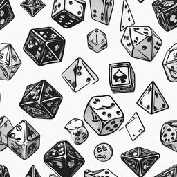 Dice Card Tattoos-Creative and playful tattoos featuring both dice and cards, perfect for fans of tabletop gaming.  simple color tattoo,white background