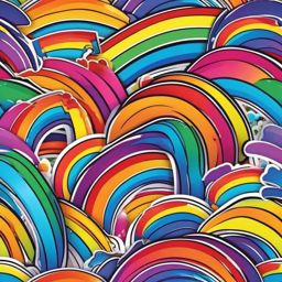 Rainbow Sticker - Bright and cheerful rainbow, ,vector color sticker art,minimal