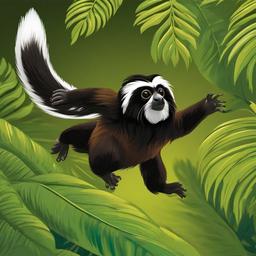 Tamarin cartoon - Tamarin leaping through the canopy  