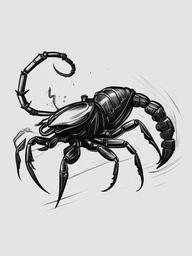 drawing of a scorpion in a science fiction setting  minimal rough sketch scribbles,doodles,black and white