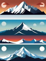 Snow-Capped Peaks clipart - Snow-covered mountain summits, ,vector color clipart,minimal