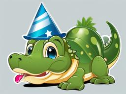 Alligator clipart - alligator wearing a party hat  