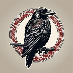viking crow tattoo  simple vector color tattoo
