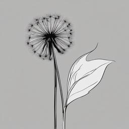 drawing of a dandelion  minimal rough sketch scribbles,doodles,black and white