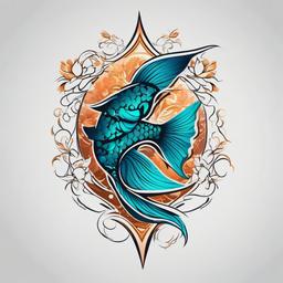 beautiful pisces tattoos  simple vector color tattoo