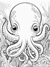 Octopus Coloring Pages - Octopus and a starfish as friends  simple coloring pages