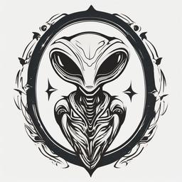 Small Alien Tattoo - Compact and impactful, a small alien-themed tattoo for a subtle statement.  simple color tattoo,vector style,white background