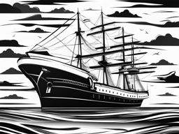 ship clipart black and white 